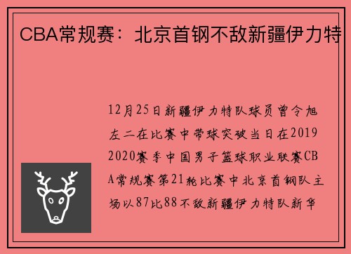 CBA常规赛：北京首钢不敌新疆伊力特